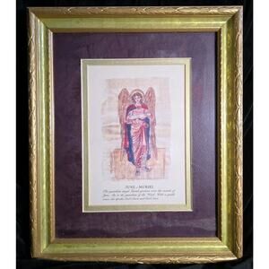June Angel Month Carol McCrady 11.5" x 9.5" Gold Frame Signed Birthday Print